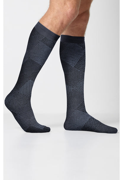 Legwear MLXSUPPOR Men's Knee High 15-20 mmHg Compression Pewter Diamond