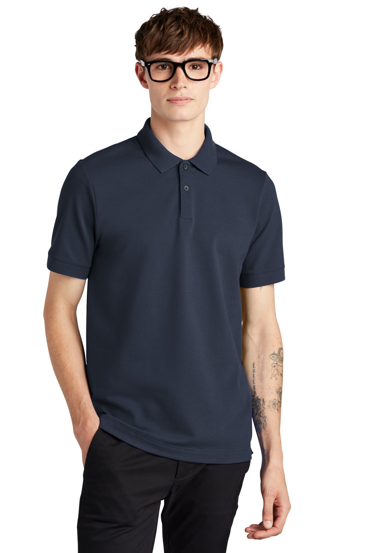 Mercer+Mettle Stretch Heavyweight Pique Polo MM1000 Night Navy