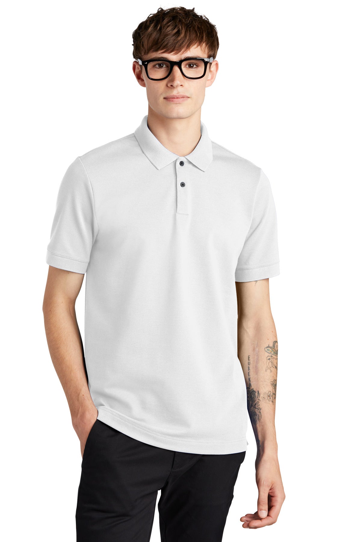 Mercer+Mettle Stretch Heavyweight Pique Polo MM1000 White