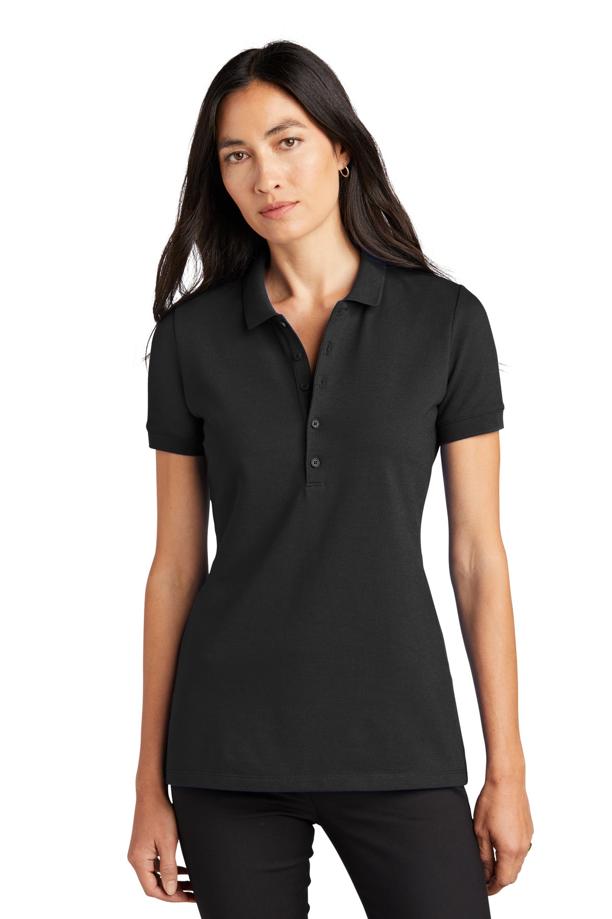 Mercer+Mettle Women's Stretch Heavyweight Pique Polo MM1001 Deep Black