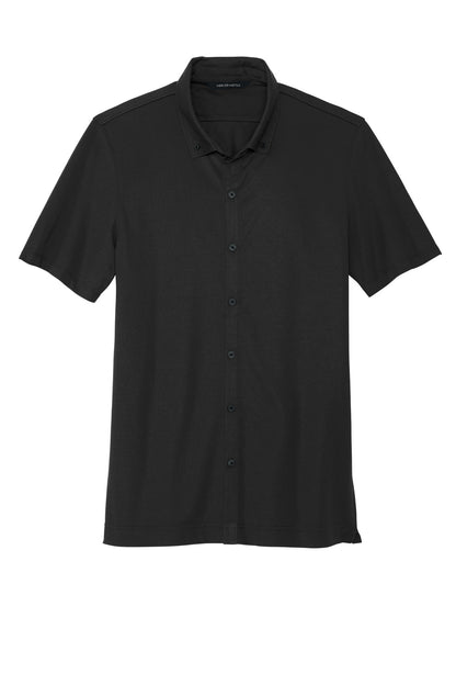 Mercer+Mettle Stretch Pique Full-Button Polo MM1006 Deep Black