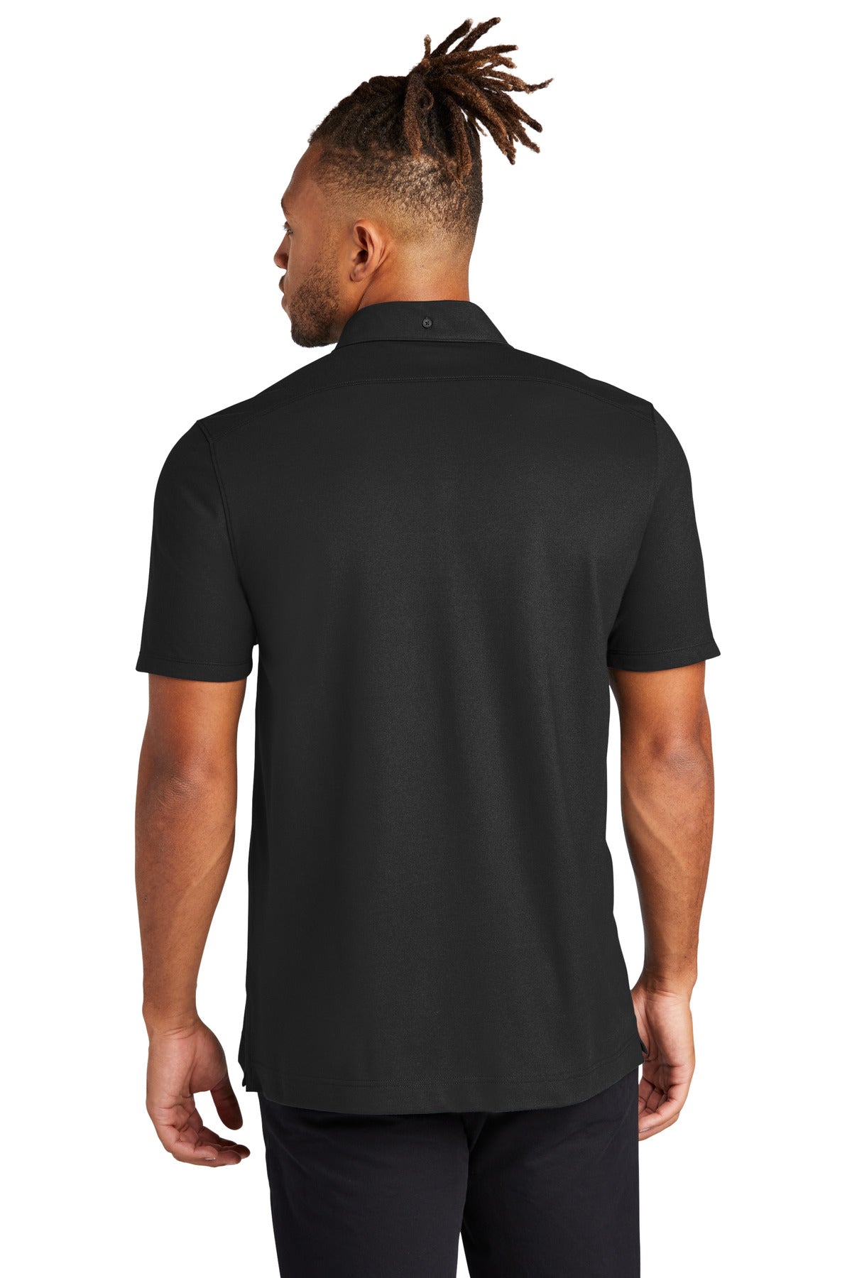 Mercer+Mettle Stretch Pique Full-Button Polo MM1006 Deep Black