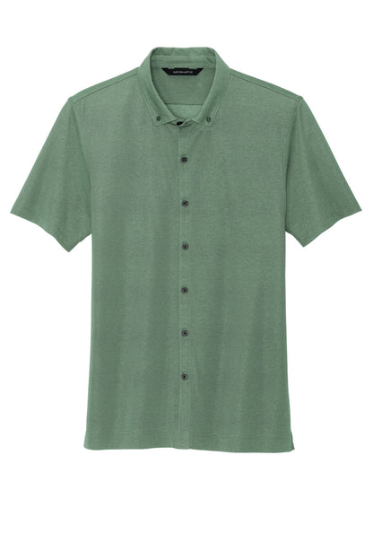 Mercer+Mettle Stretch Pique Full-Button Polo MM1006 Sage Heather