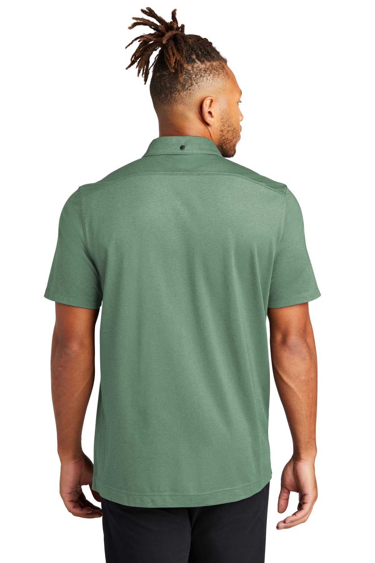 Mercer+Mettle Stretch Pique Full-Button Polo MM1006 Sage Heather