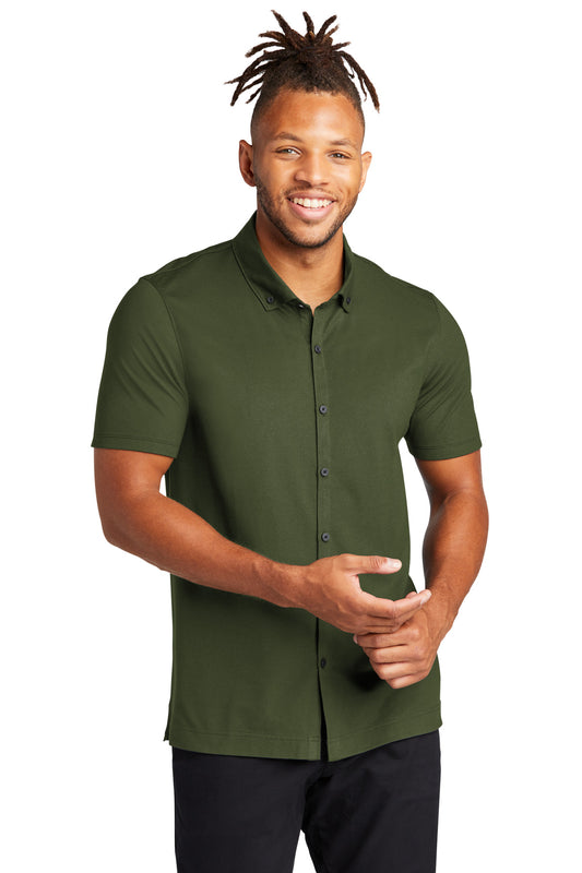 Mercer+Mettle Stretch Pique Full-Button Polo MM1006 Townsend Green