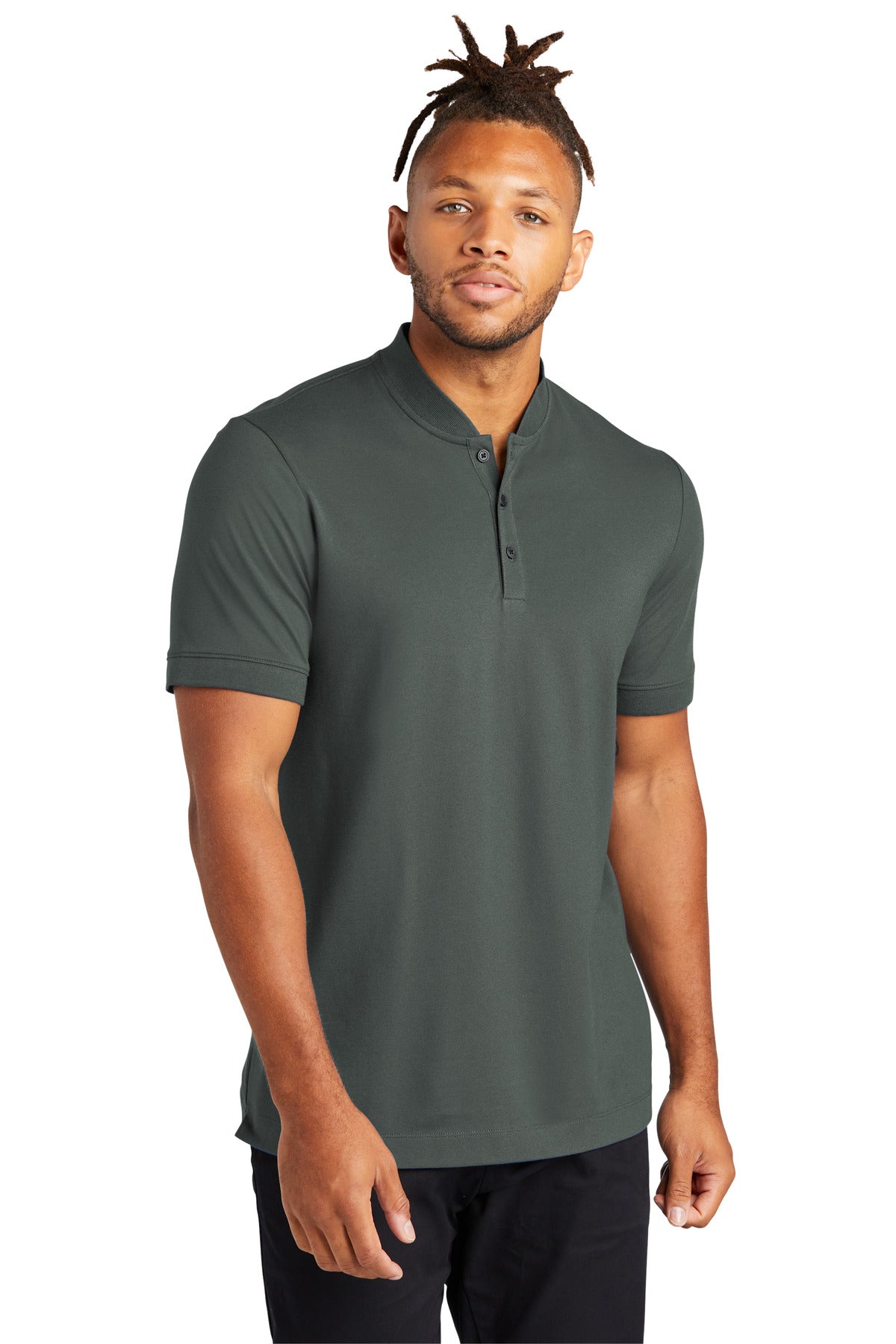 Mercer+Mettle Stretch Pique Henley MM1008 Anchor Grey