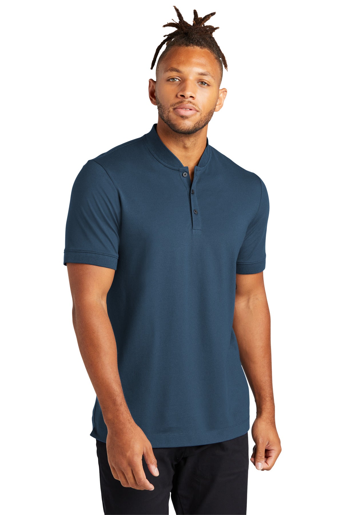 Mercer+Mettle Stretch Pique Henley MM1008 Insignia Blue