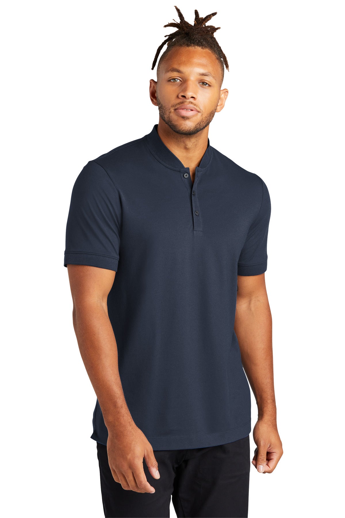 Mercer+Mettle Stretch Pique Henley MM1008 Night Navy