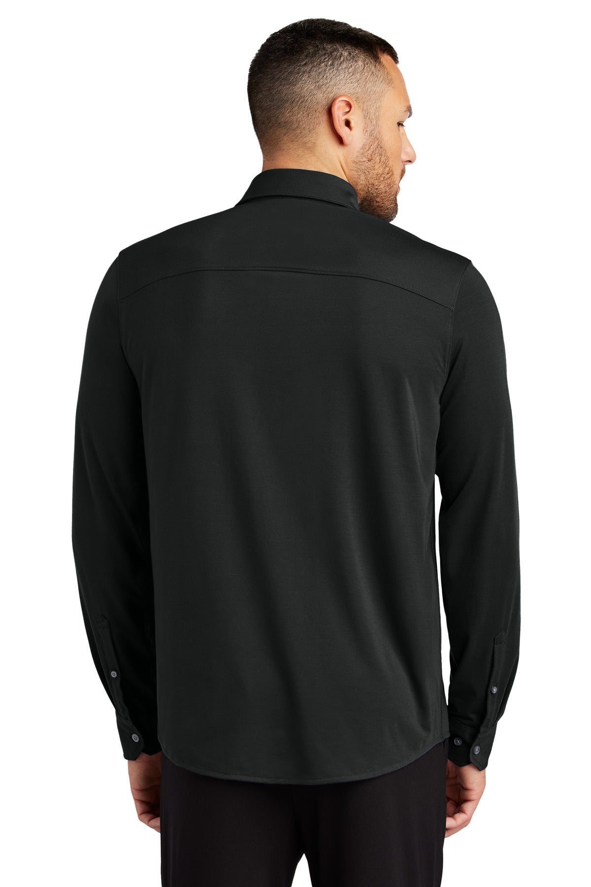 Mercer+Mettle Stretch Jersey Long Sleeve Shirt MM1018 Deep Black