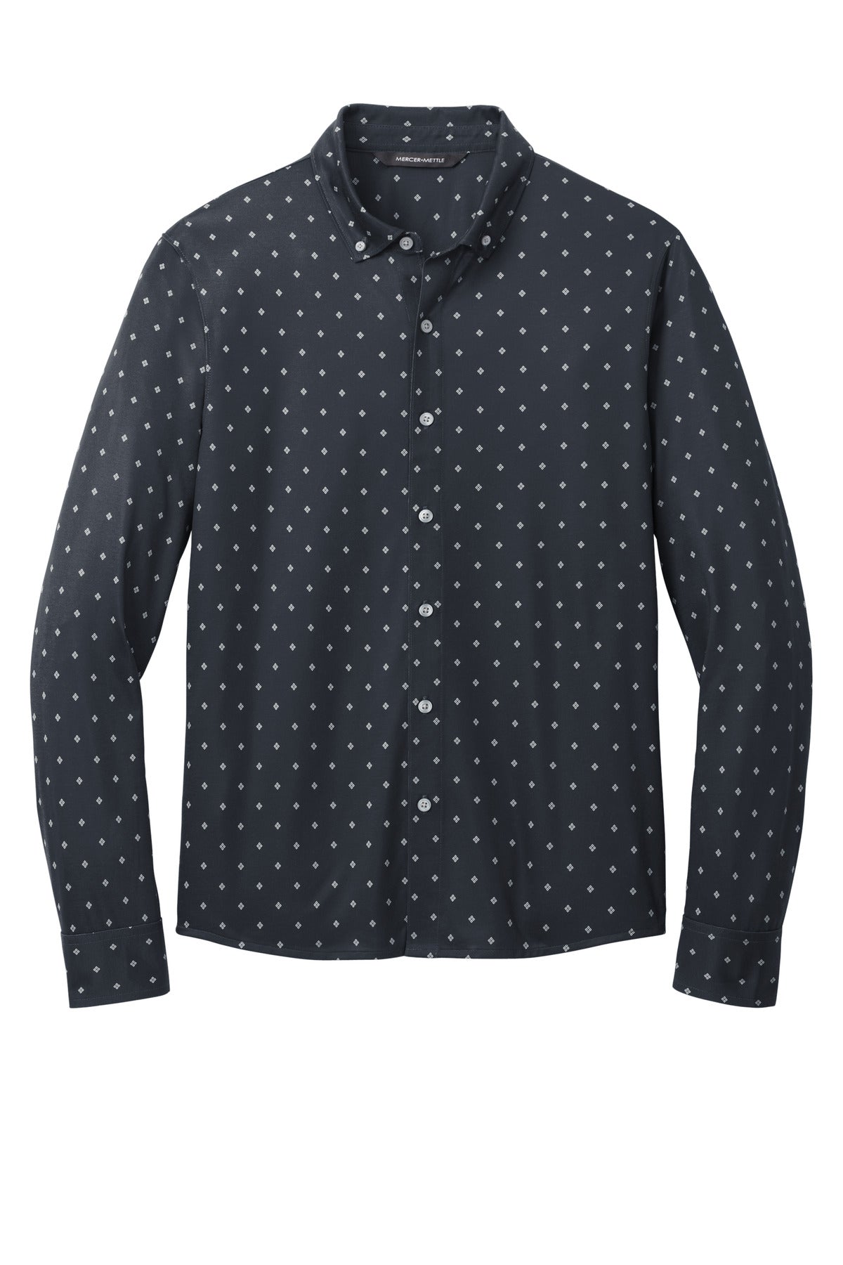 Mercer+Mettle Stretch Jersey Long Sleeve Shirt MM1018 Navy Geo Diamond