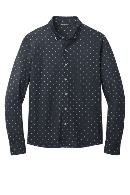 Mercer+Mettle Stretch Jersey Long Sleeve Shirt MM1018 Navy Geo Diamond