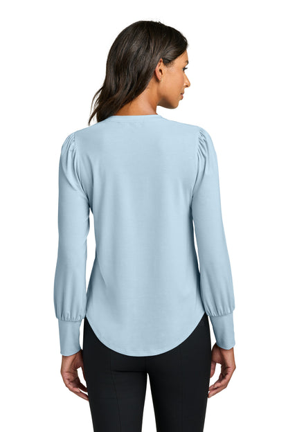 Mercer+Mettle Women's Stretch Jersey Long Sleeve Blouson Top MM1019 Celestial Blue