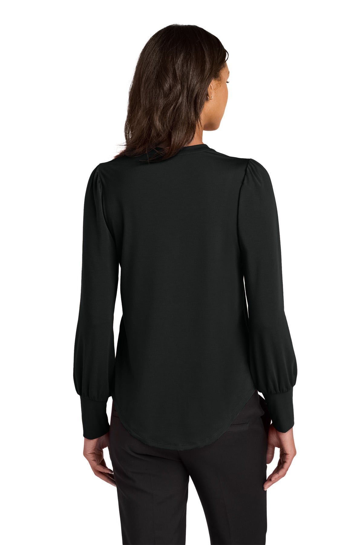 Mercer+Mettle Women's Stretch Jersey Long Sleeve Blouson Top MM1019 Deep Black