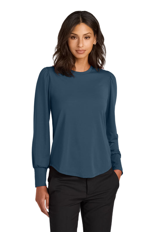 Mercer+Mettle Women's Stretch Jersey Long Sleeve Blouson Top MM1019 Insignia Blue