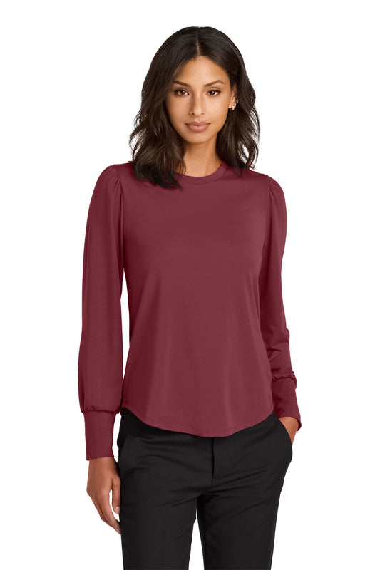 Mercer+Mettle Women's Stretch Jersey Long Sleeve Blouson Top MM1019 Rosewood