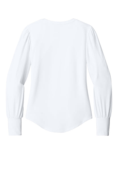 Mercer+Mettle Women's Stretch Jersey Long Sleeve Blouson Top MM1019 White