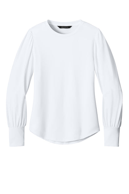 Mercer+Mettle Women's Stretch Jersey Long Sleeve Blouson Top MM1019 White