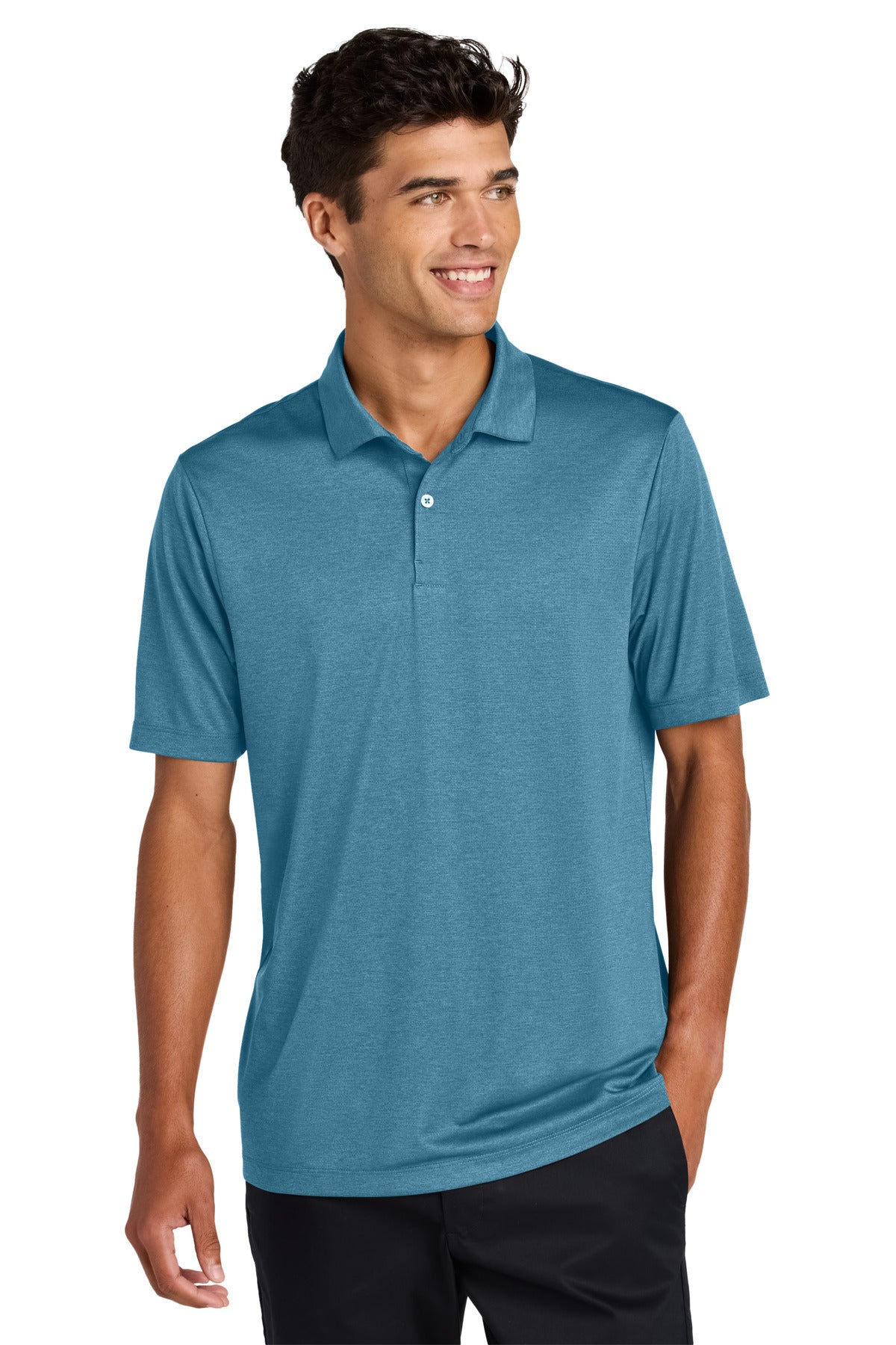 Mercer+Mettle Recharge Jersey Polo MM1020 Harbor Blue Heather
