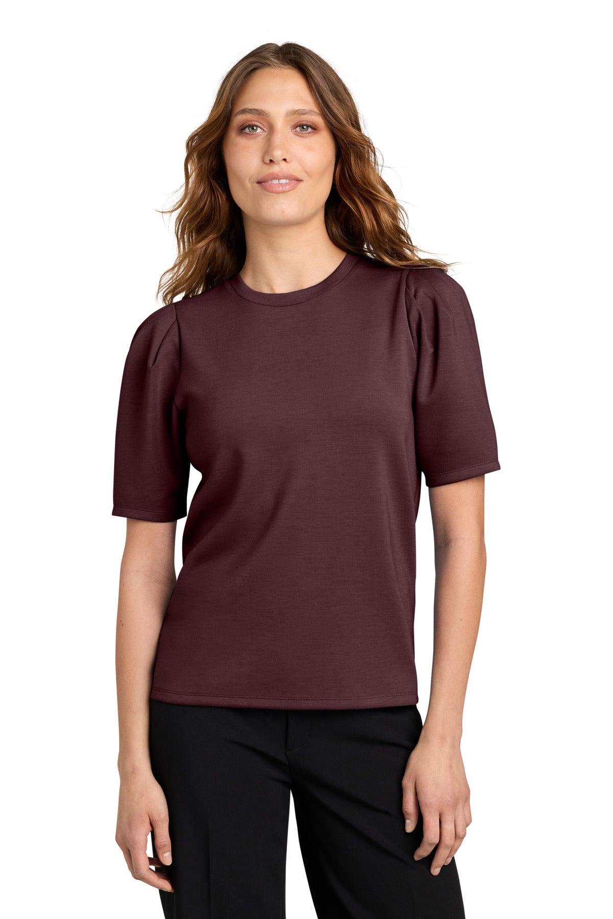 Mercer+Mettle Women's Short Sleeve Lite Spacer Top MM1041 Dark Raisin
