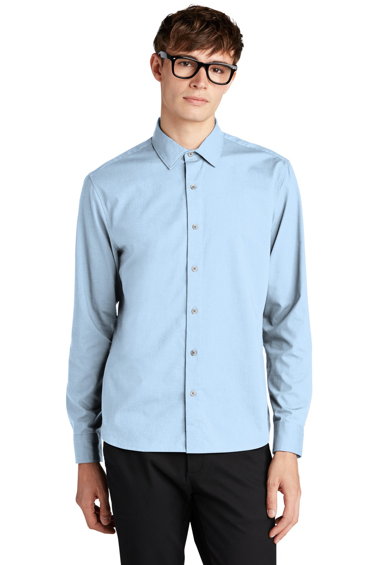 Mercer+Mettle Long Sleeve Stretch Woven Shirt MM2000 Air Blue End On End
