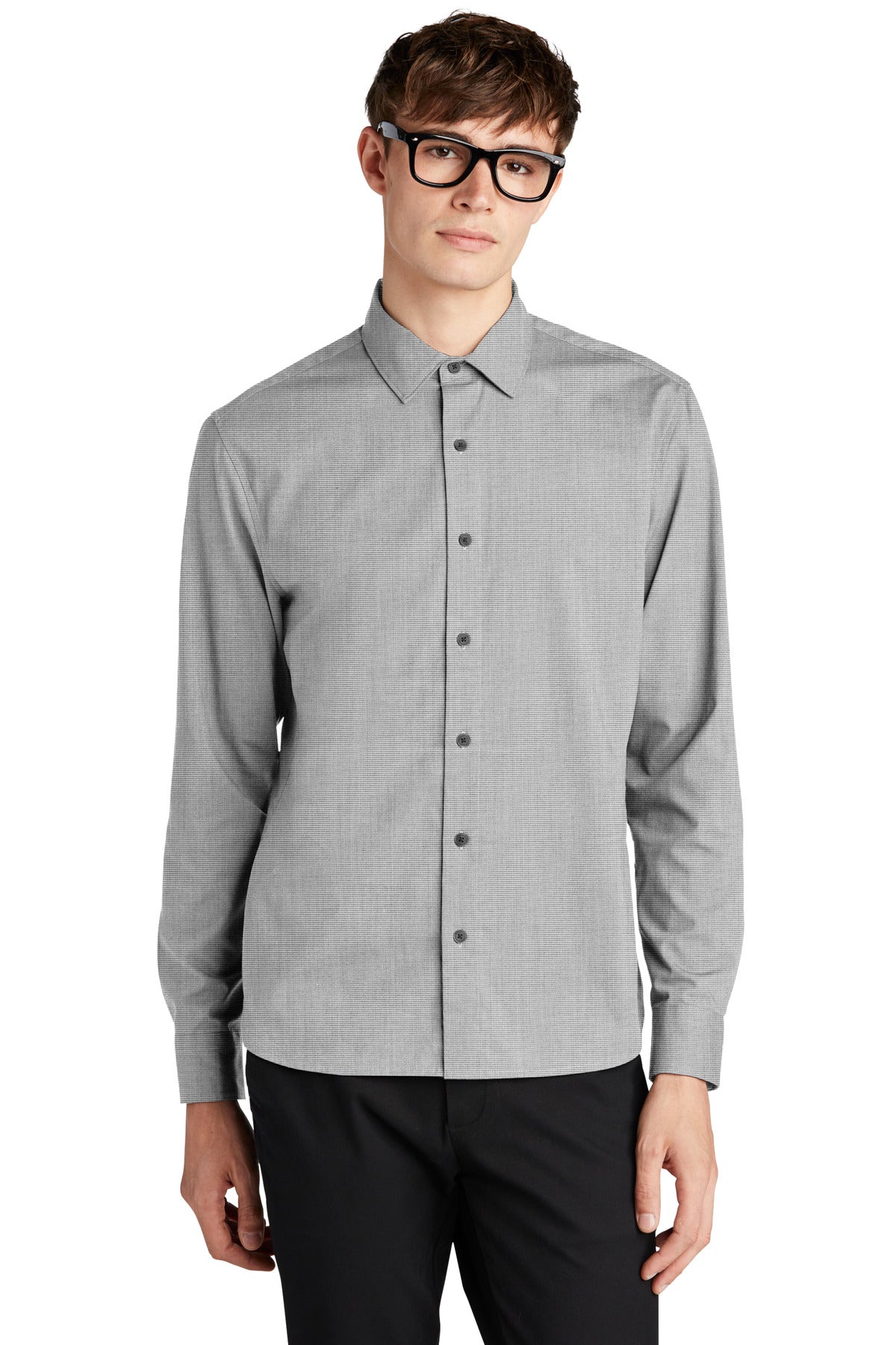 Mercer+Mettle Long Sleeve Stretch Woven Shirt MM2000 Gusty Grey End On End
