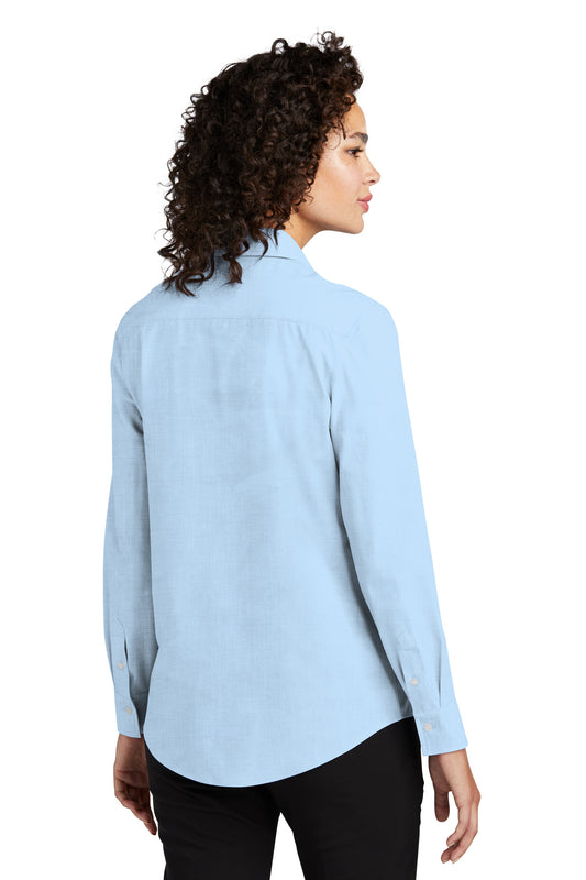Mercer+Mettle Women's Long Sleeve Stretch Woven Shirt MM2001 Air Blue End On End