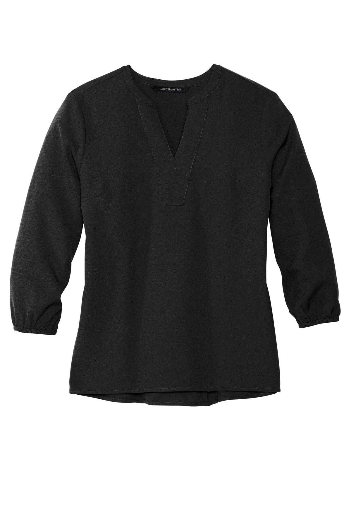 Mercer+Mettle Women's Stretch Crepe 3/4-Sleeve Blouse MM2011 Deep Black