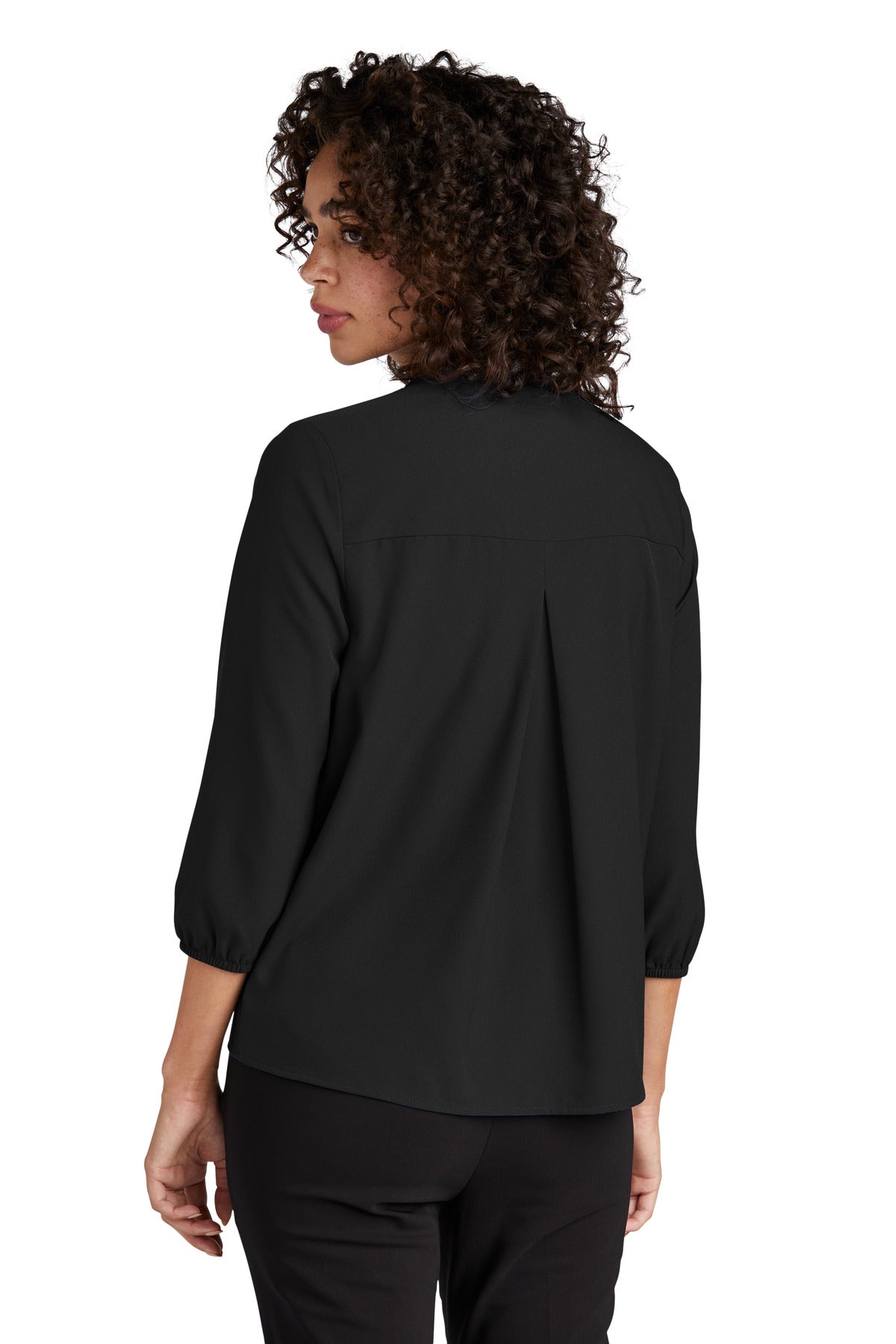 Mercer+Mettle Women's Stretch Crepe 3/4-Sleeve Blouse MM2011 Deep Black