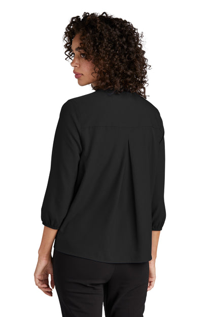 Mercer+Mettle Women's Stretch Crepe 3/4-Sleeve Blouse MM2011 Deep Black
