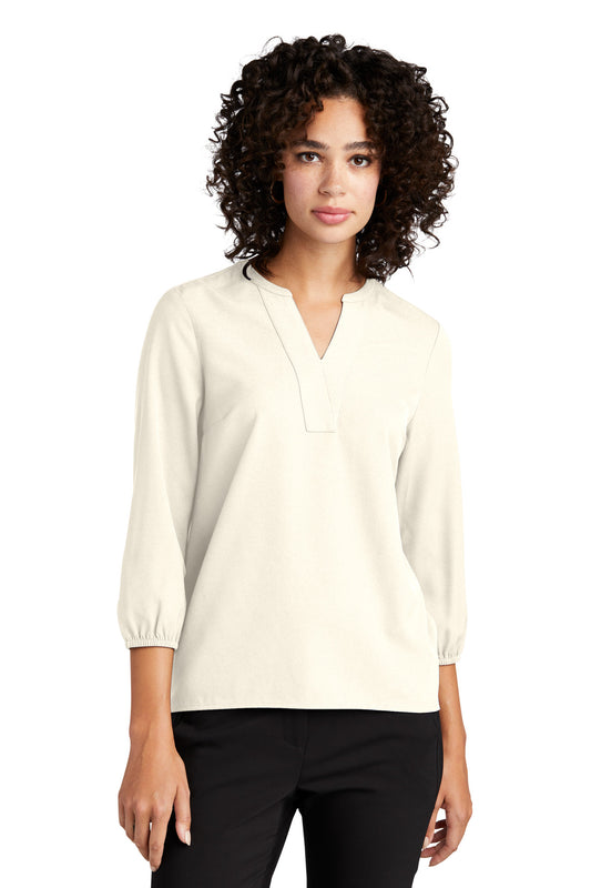 Mercer+Mettle Women's Stretch Crepe 3/4-Sleeve Blouse MM2011 Ivory Chiffon