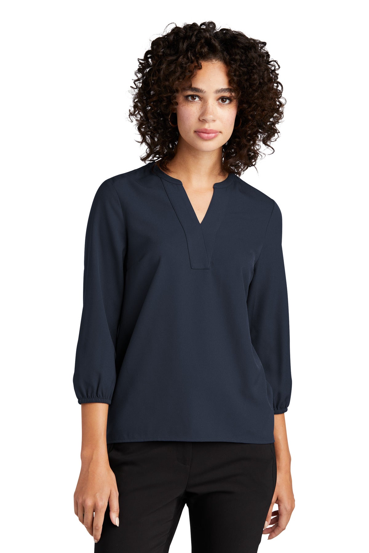 Mercer+Mettle Women's Stretch Crepe 3/4-Sleeve Blouse MM2011 Night Navy