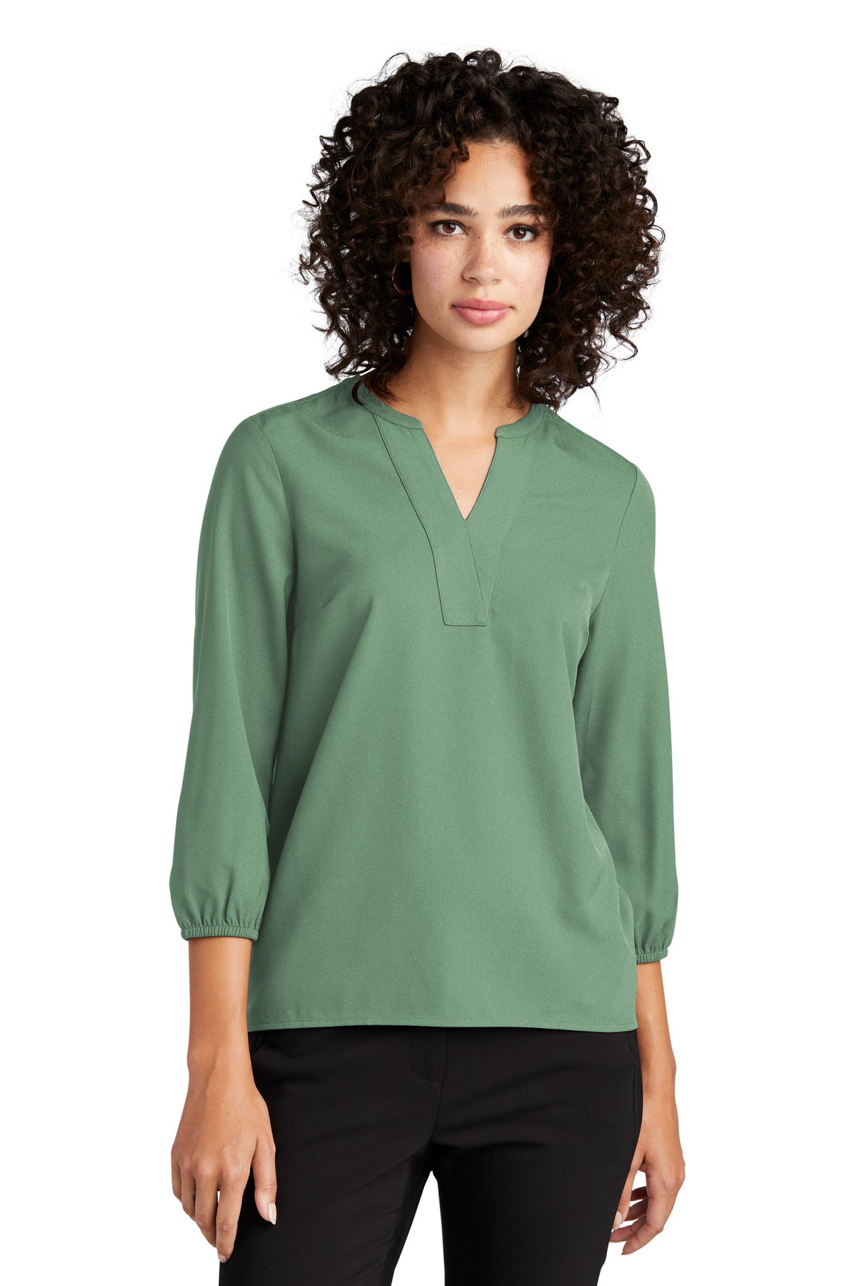 Mercer+Mettle Women's Stretch Crepe 3/4-Sleeve Blouse MM2011 Sage