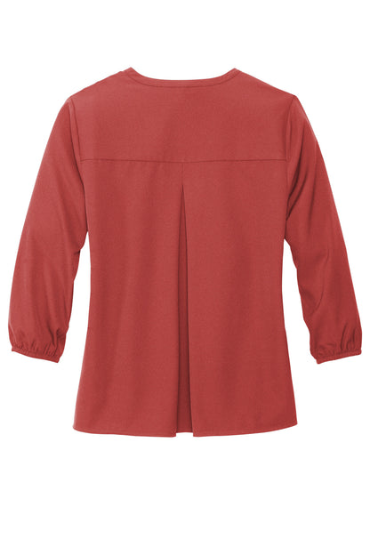 Mercer+Mettle Women's Stretch Crepe 3/4-Sleeve Blouse MM2011 Terracotta