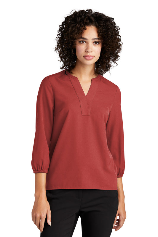 Mercer+Mettle Women's Stretch Crepe 3/4-Sleeve Blouse MM2011 Terracotta