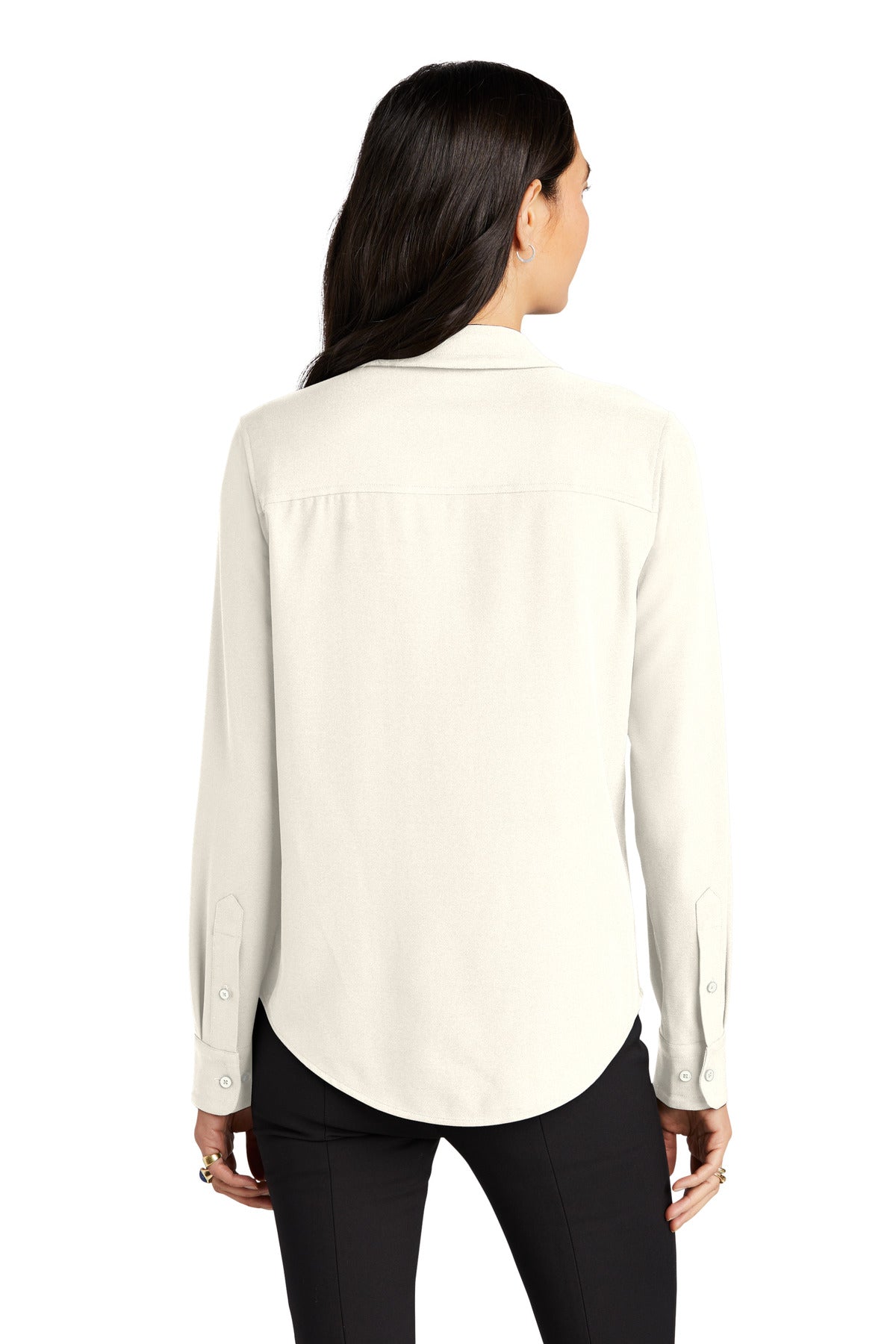 Mercer+Mettle Women's Stretch Crepe Long Sleeve Camp MM2013 Ivory Chiffon