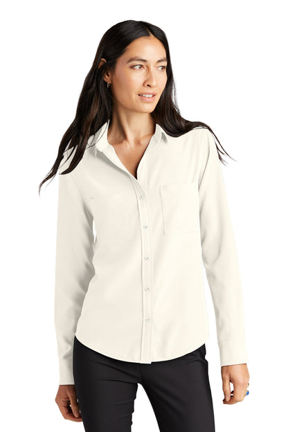 Mercer+Mettle Women's Stretch Crepe Long Sleeve Camp MM2013 Ivory Chiffon