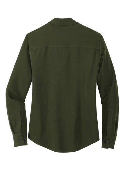 Mercer+Mettle Women's Stretch Crepe Long Sleeve Camp MM2013 Townsend Green