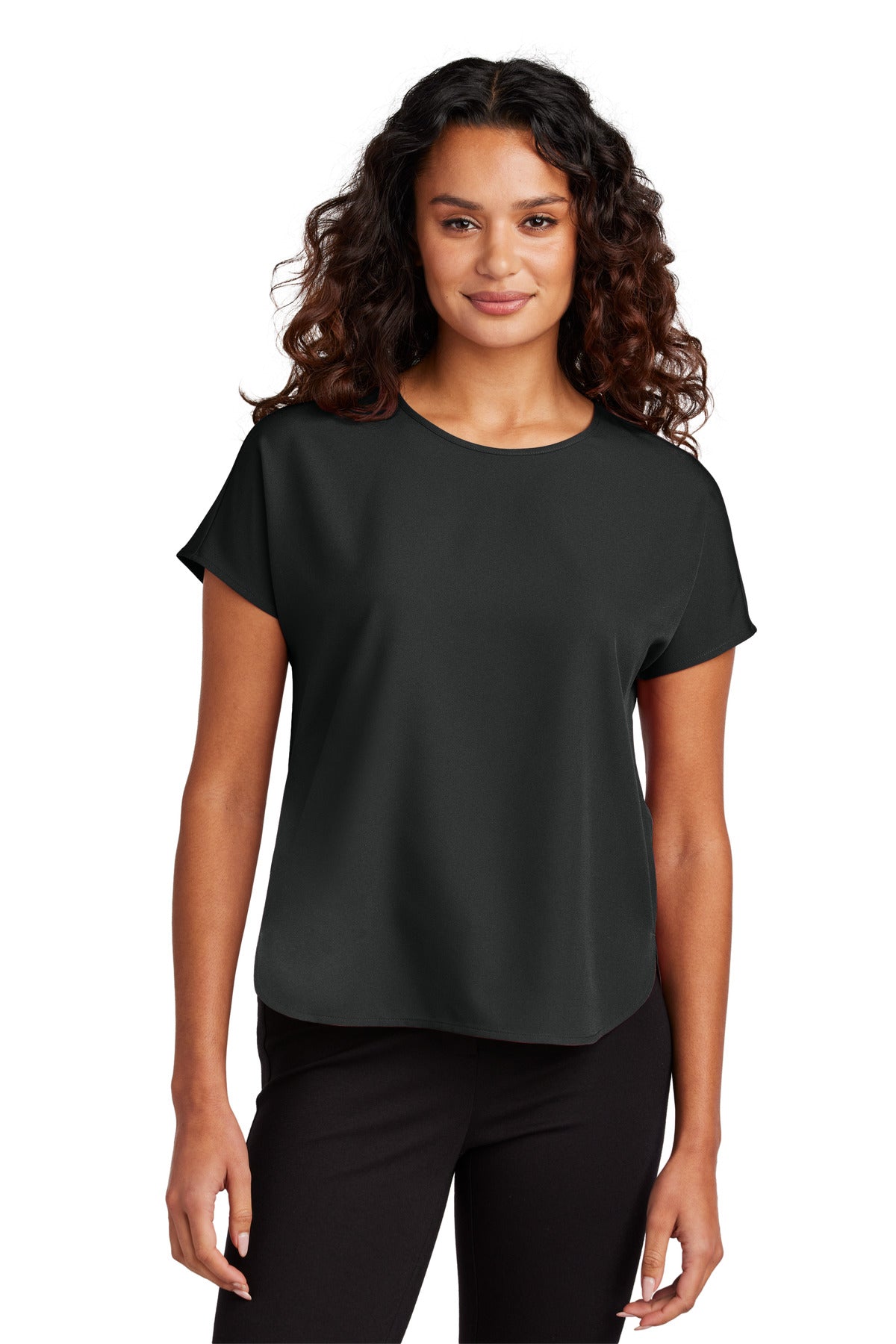 Mercer+Mettle Women's Stretch Crepe Crew MM2015 Deep Black