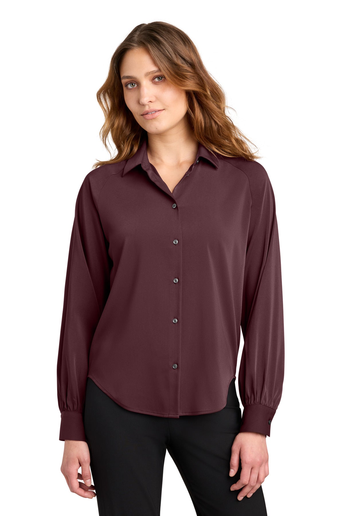 Mercer+Mettle Women's Long Sleeve Buttery Soft Blouse MM2017 Dark Raisin