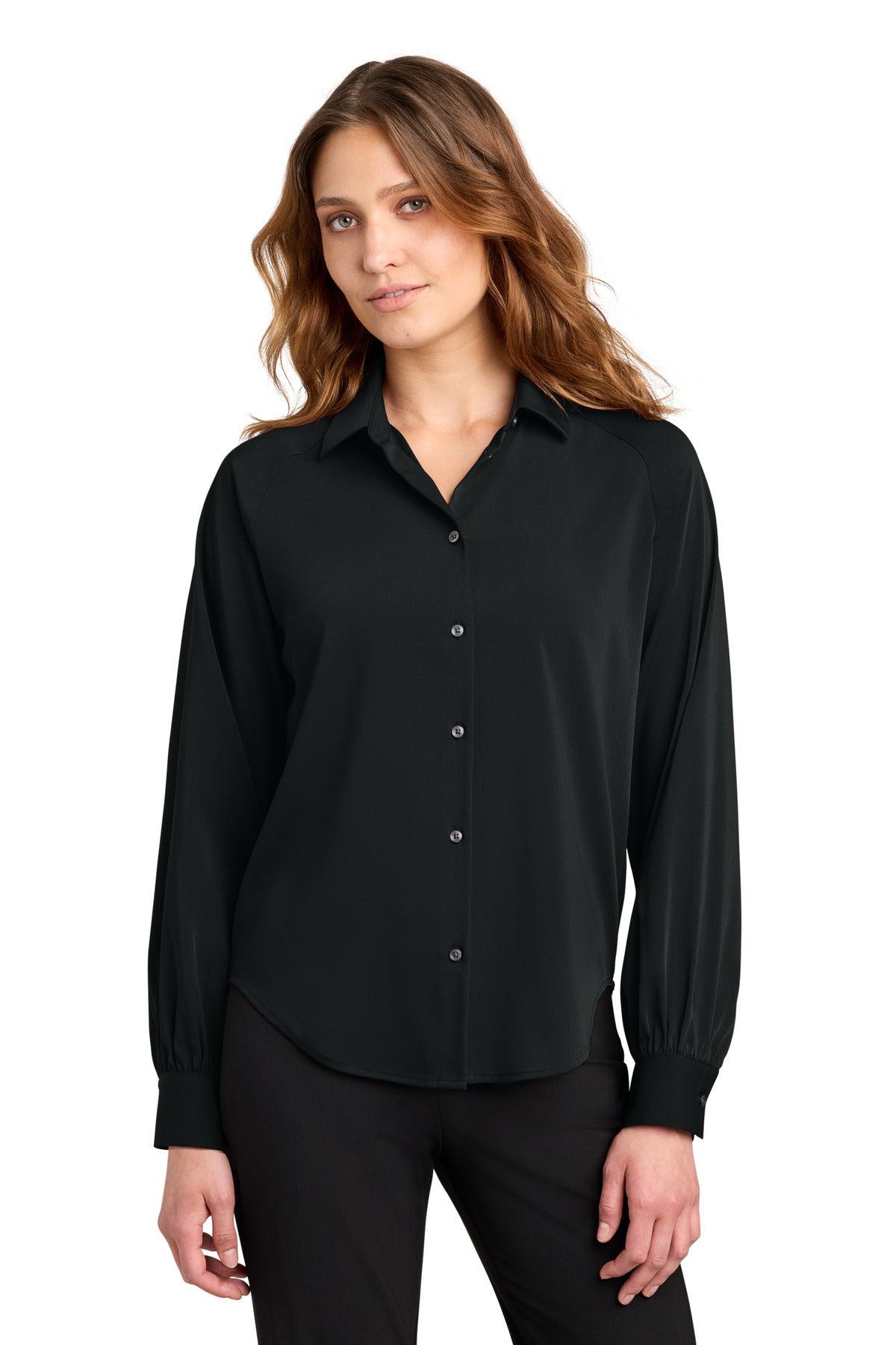 Mercer+Mettle Women's Long Sleeve Buttery Soft Blouse MM2017 Deep Black