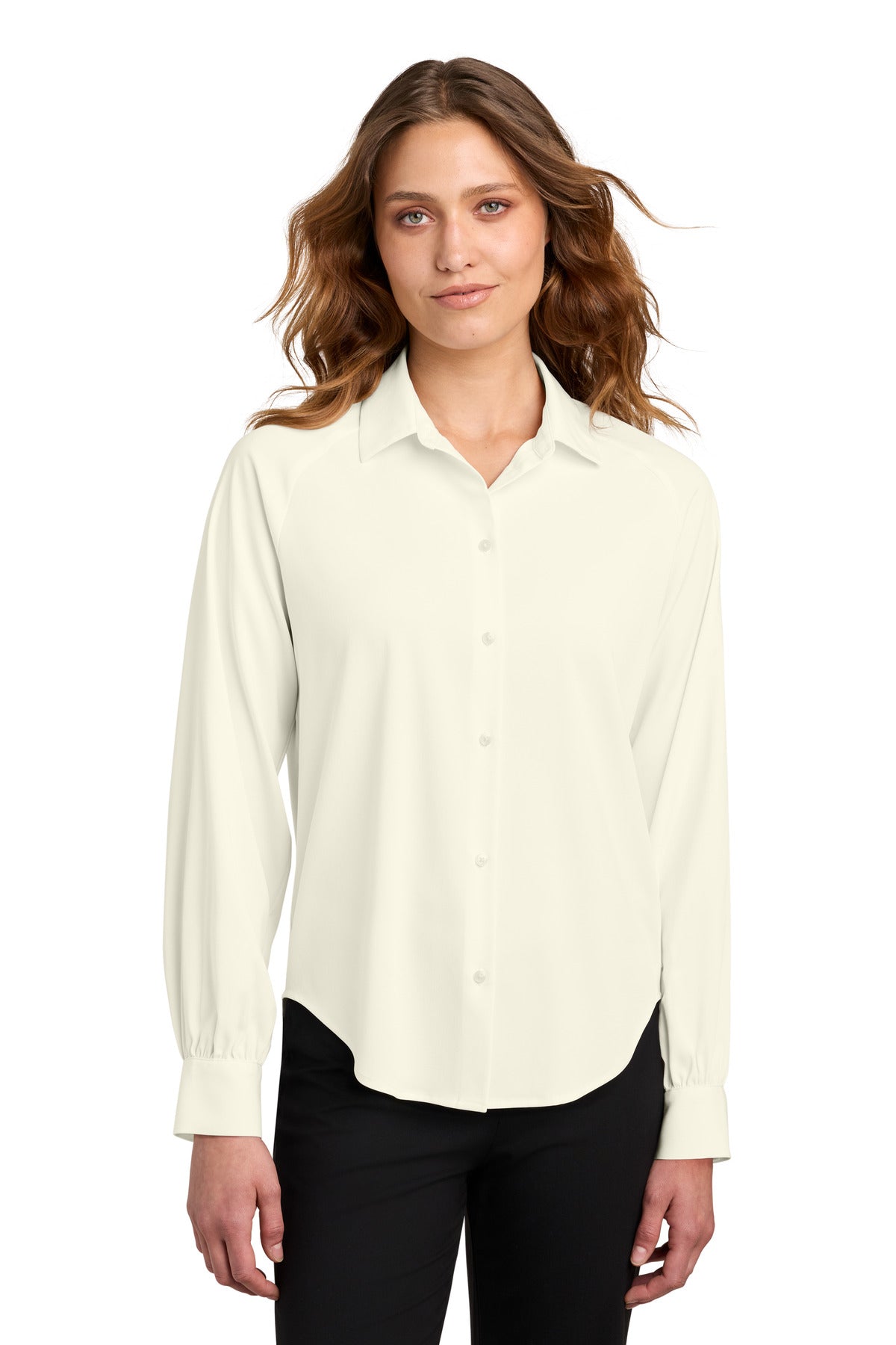 Mercer+Mettle Women's Long Sleeve Buttery Soft Blouse MM2017 Ivory Chiffon