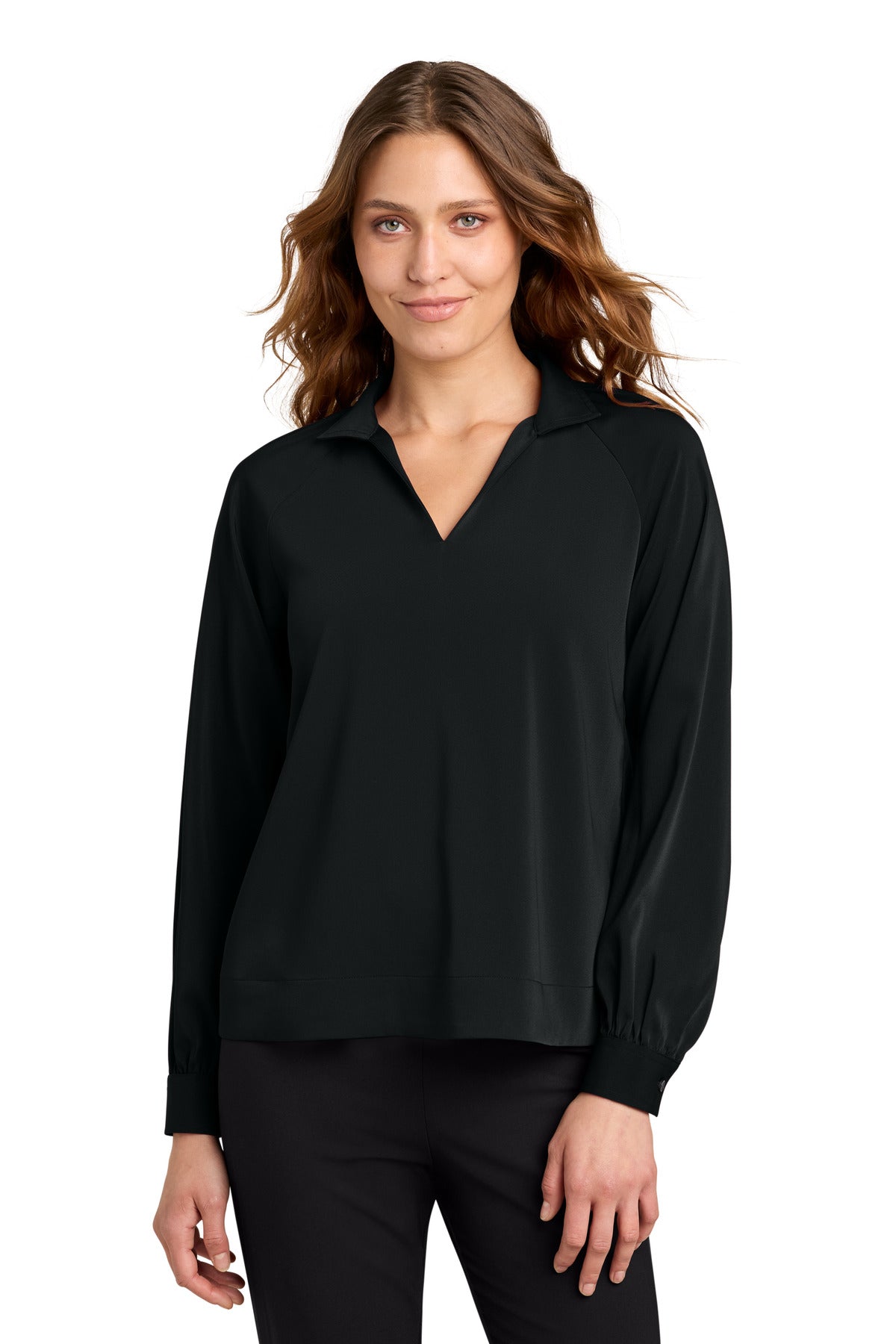 Mercer+Mettle Women's Long Sleeve Buttery Soft Popover Blouse MM2019 Deep Black