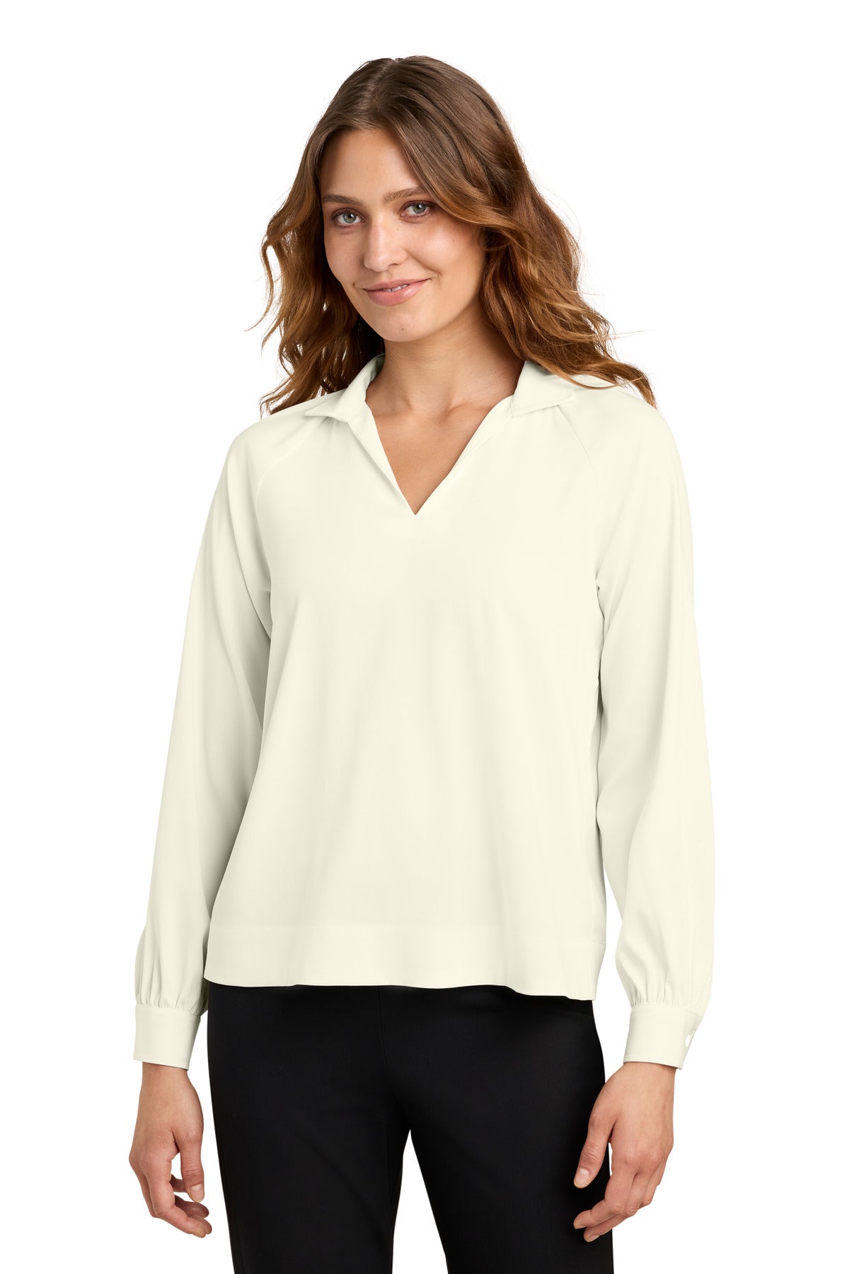 Mercer+Mettle Women's Long Sleeve Buttery Soft Popover Blouse MM2019 Ivory Chiffon