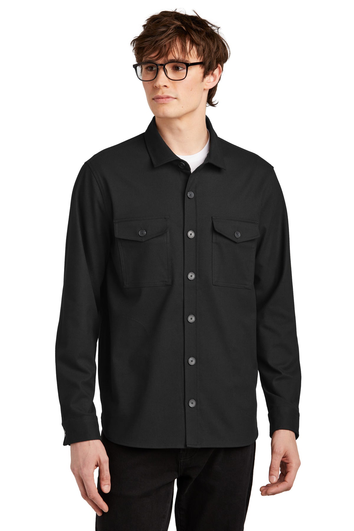 Mercer+Mettle Long Sleeve Twill Overshirt MM2020 Deep Black