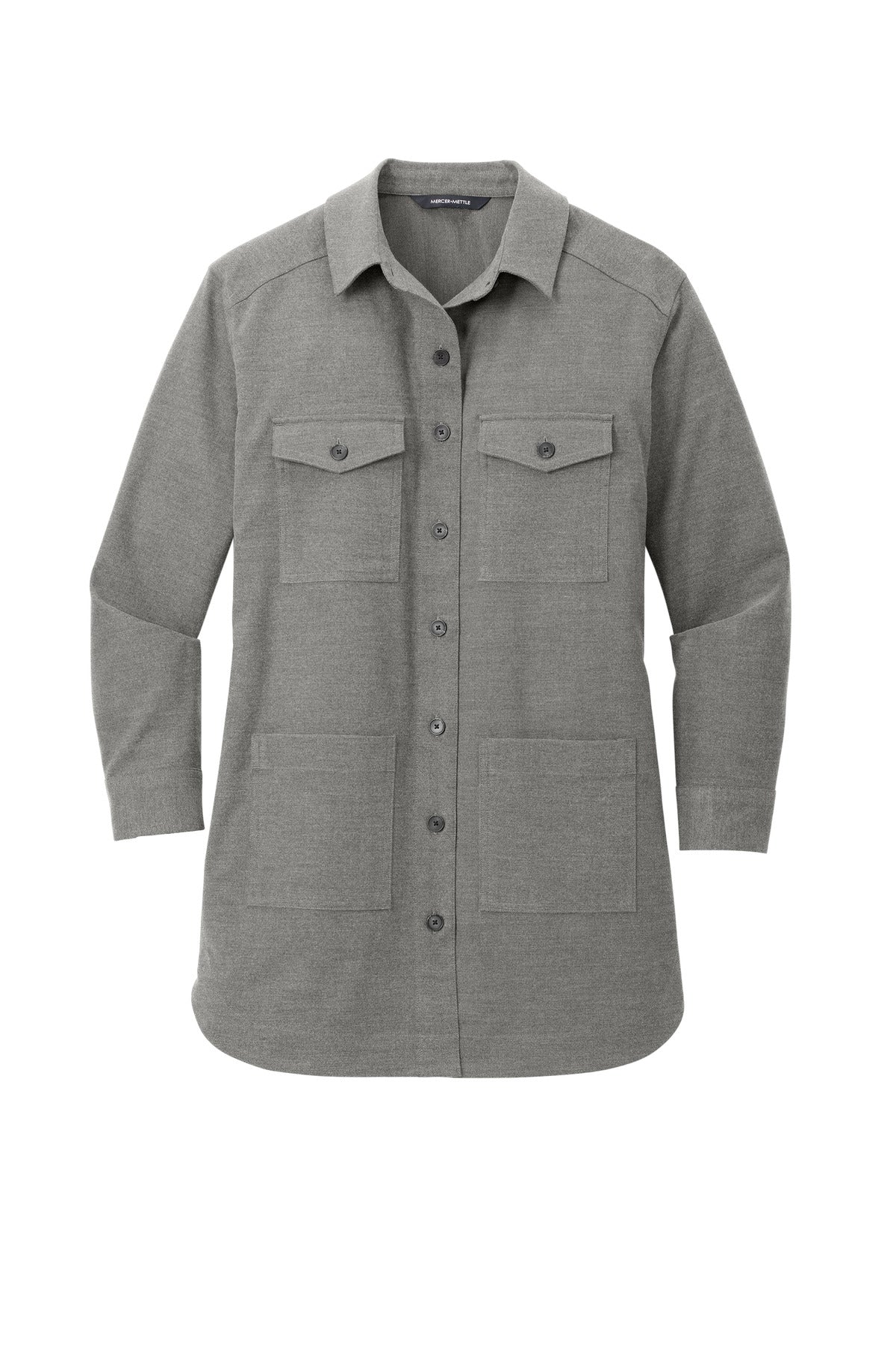 Mercer+Mettle Women's Long Sleeve Twill Overshirt MM2021 Light Anchor Grey Heather