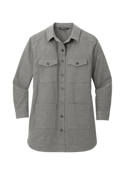 Mercer+Mettle Women's Long Sleeve Twill Overshirt MM2021 Light Anchor Grey Heather