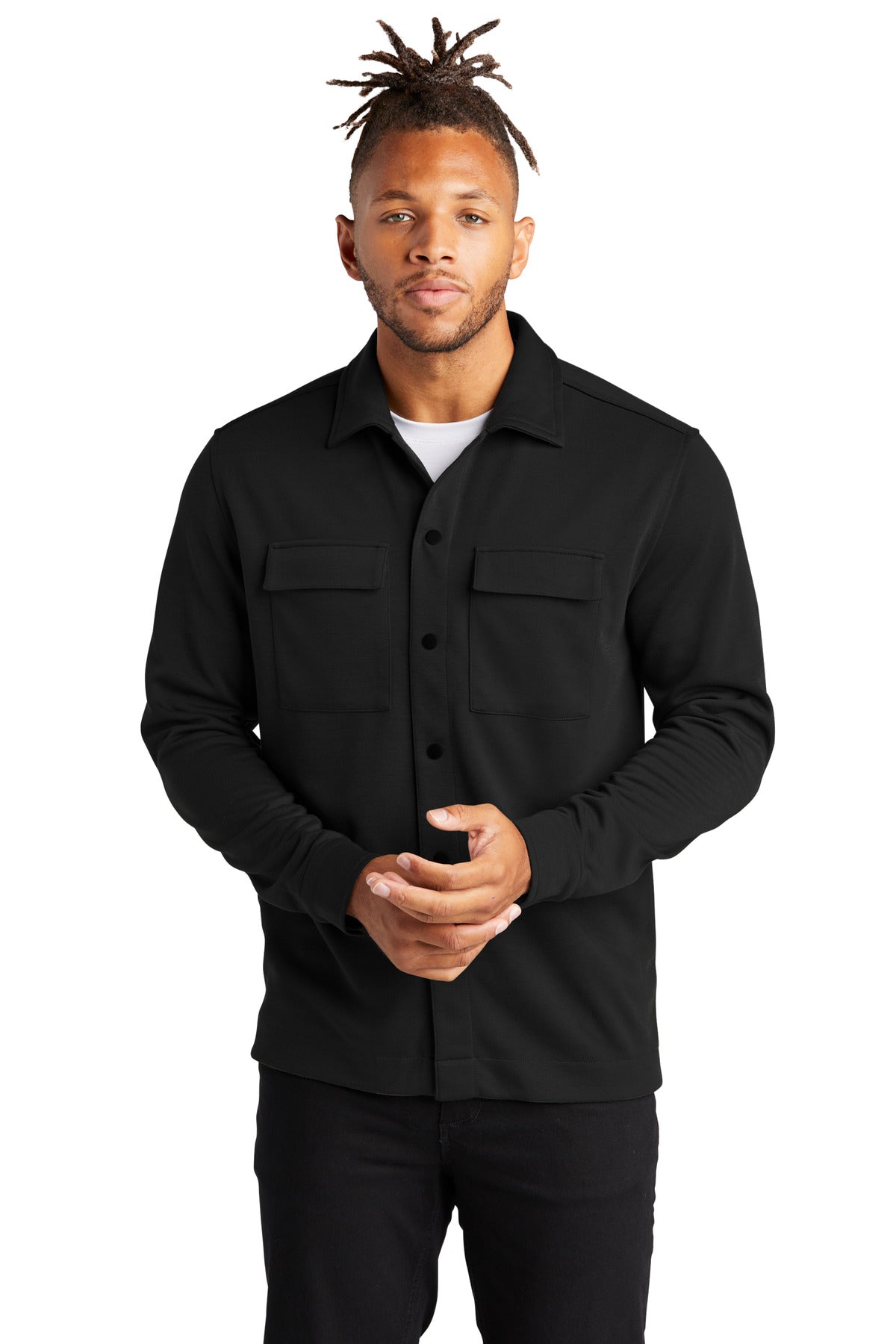 Mercer+Mettle Double-Knit Snap Front Jacket MM3004 Deep Black