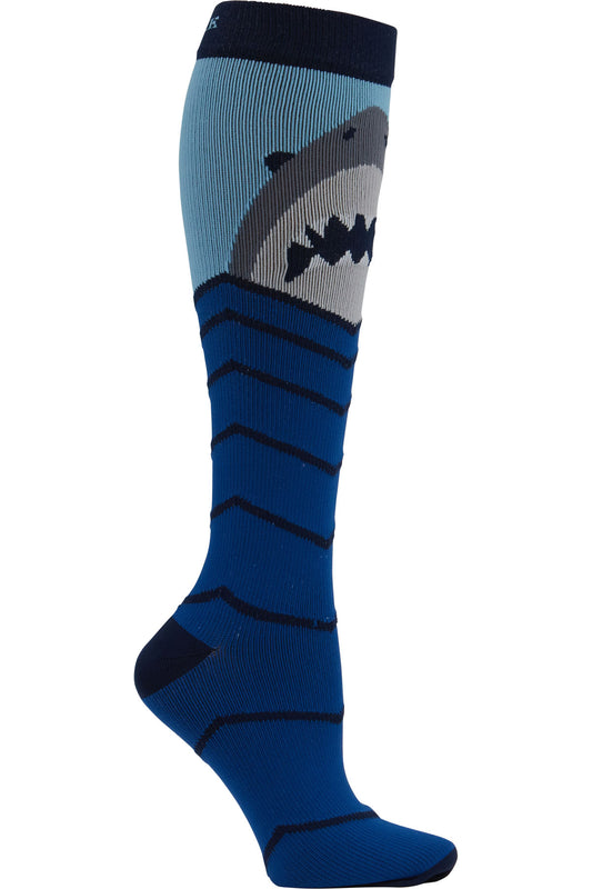 Legwear MPRINTSUPPORT Men's 10-15mmHg Compression Socks Shark Attack Model Image Front | Cherokee