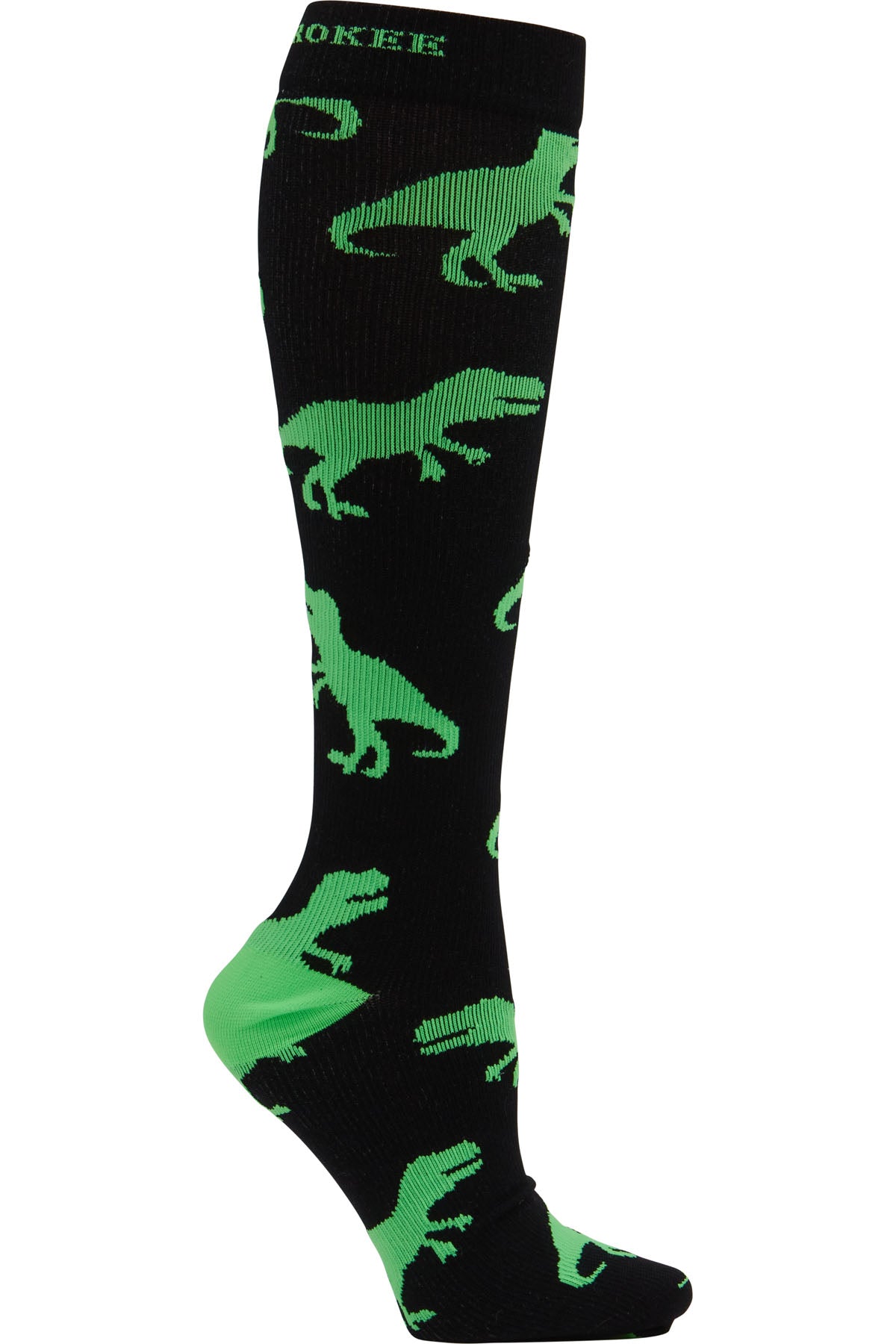 Legwear MPRINTSUPPORT Men's 10-15mmHg Compression Socks T-Rex Model Image Front | Cherokee