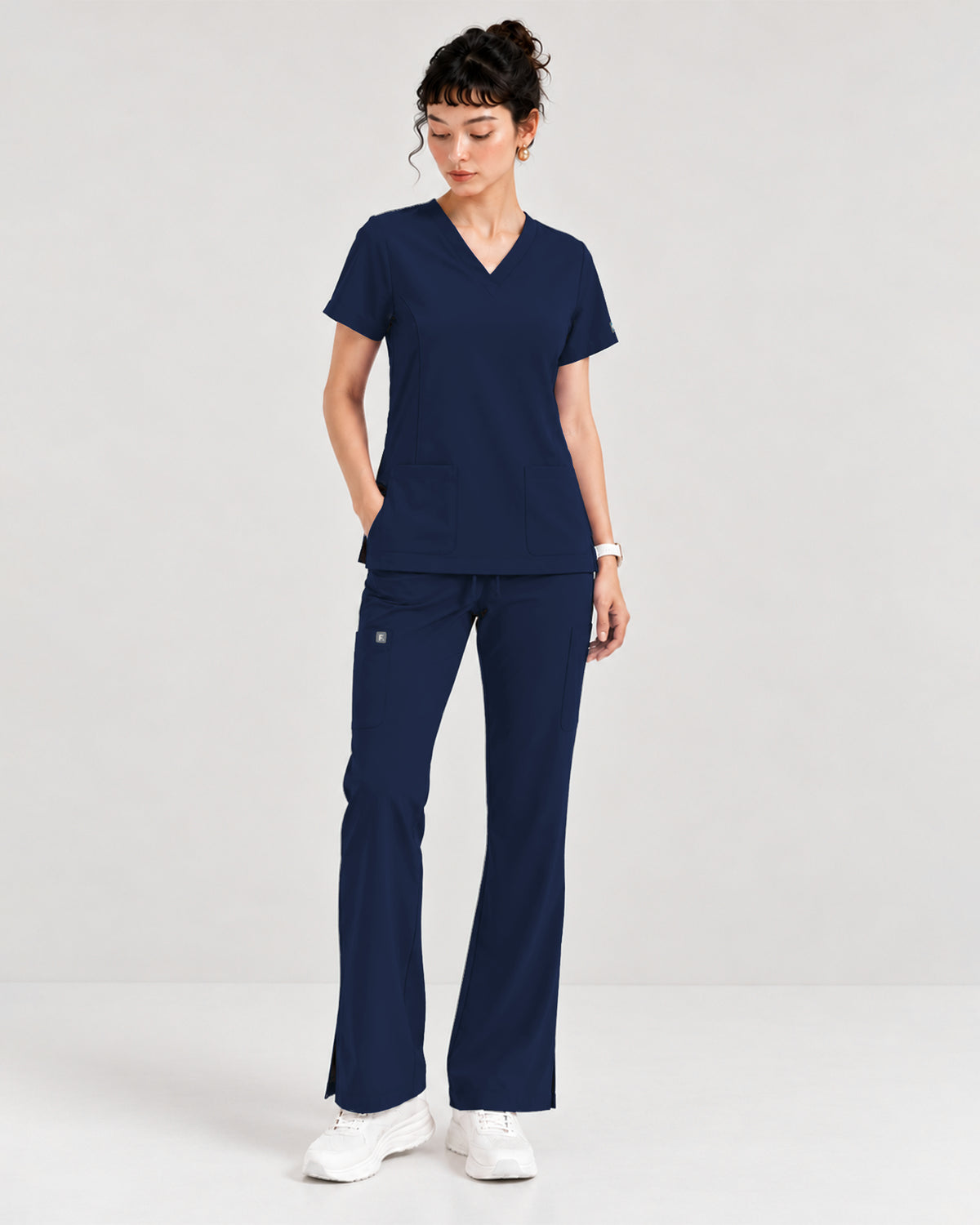 Foundry Women's 1005 Quinn 2 Pocket V-Neck Top Navy
